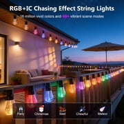 150FT RGB Outdoor String Lights, +IC Outside Light Dimmable Shatterproof LED Bulbs, IP67 Waterproof Chasing Effect Lighting DreamColor Patio Strip Lights for Backyard, Balcony, Outdoor Living