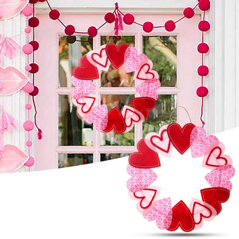 Door Hanging Artificial Shaped Heart Wreath Indoor Decorations Decor For  Front Wreaths Outdoor For Party Heart Day Valentine Wreath Decoration &  Hangs