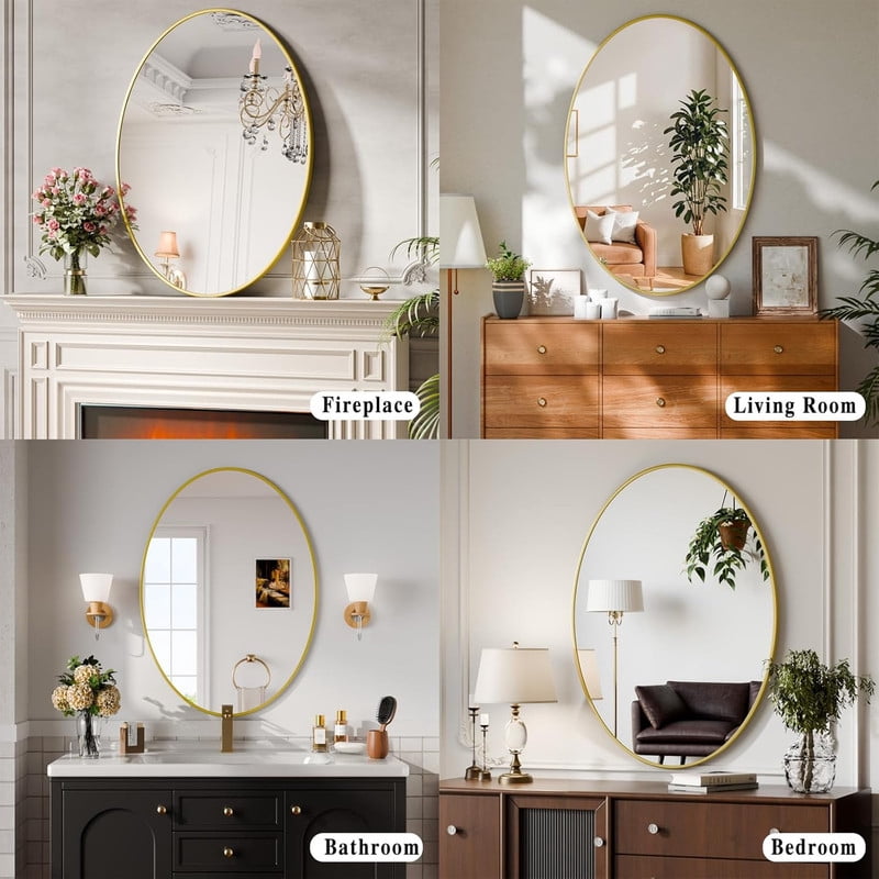 Lumora 26"x 38" Oval Bathroom Mirror Wall Mounted Mirror with Metal Frame,Gold