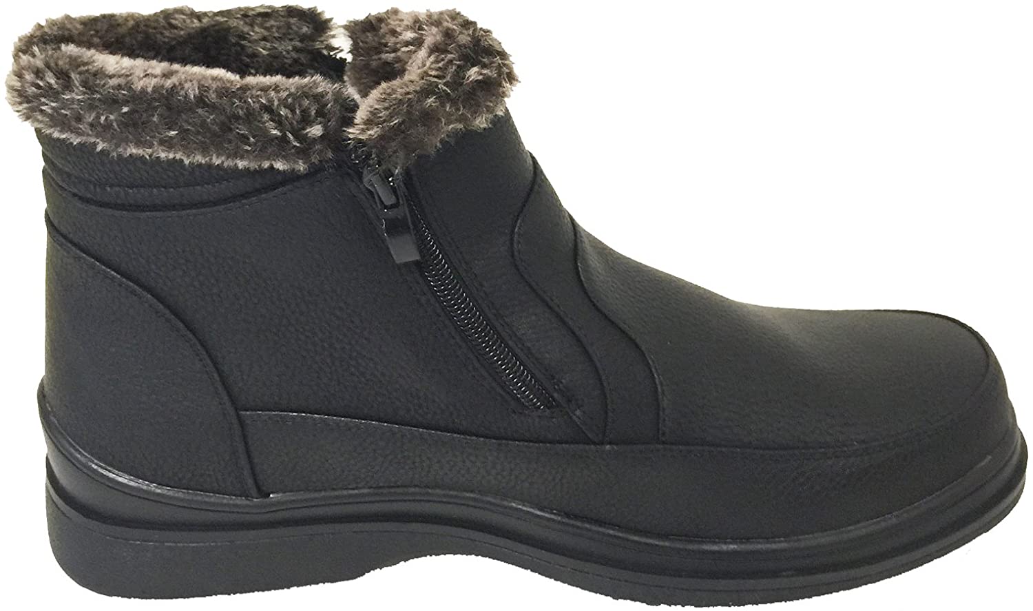 Men's Winter Boots Faux Fur Lined Dual Side Zipper Ankle Snow Comfort Shoes - image 4 of 7