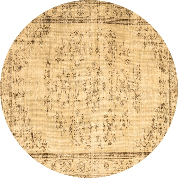 Ahgly Company Indoor Round Abstract Brown Contemporary Area Rugs, 4' Round