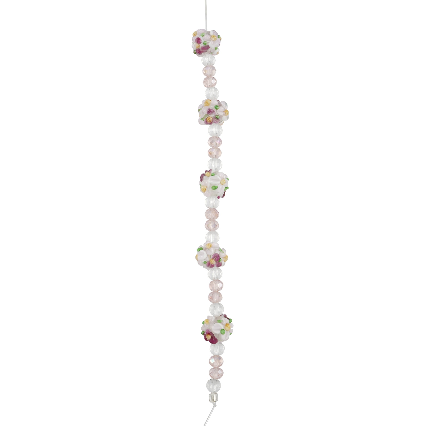 Bead Landing Flower Lampwork Glass Ball Bead Mix - Handmade Beads with Spacer Beads in Various Sizes for Jewelry Making, Crafts & Home Decor, 12 Pack
