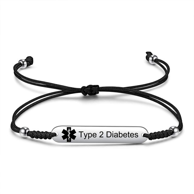Pulsera JF.JEWELRY Identificación Médica para Diabetes Tipo 2 en Nylon
