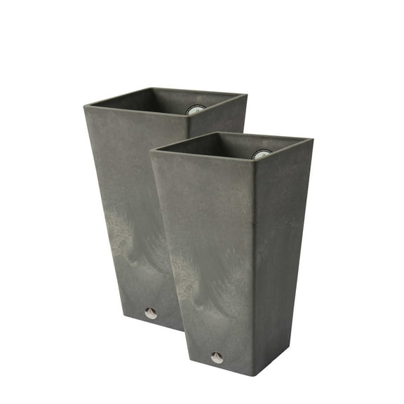 Algreen Valencia 2 Square Planters 10-In. by 20-In. Height - Concrete 2PK