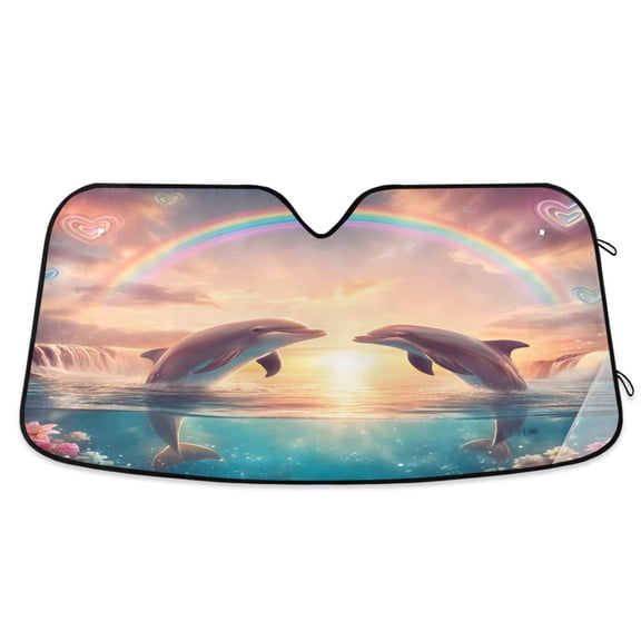 ALAZA Dreamy Dolphins Pattern Car Windshield Sun Shade Foldable UV Ray Sunshade Visor Protector 55 x 27.6in