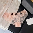 thumbnail image 2 of KHONTS Women's Lace Trim Sweet Briefs Sheer See Through Low Waist Ruffle Cheeky Underpants Pink L, 2 of 4