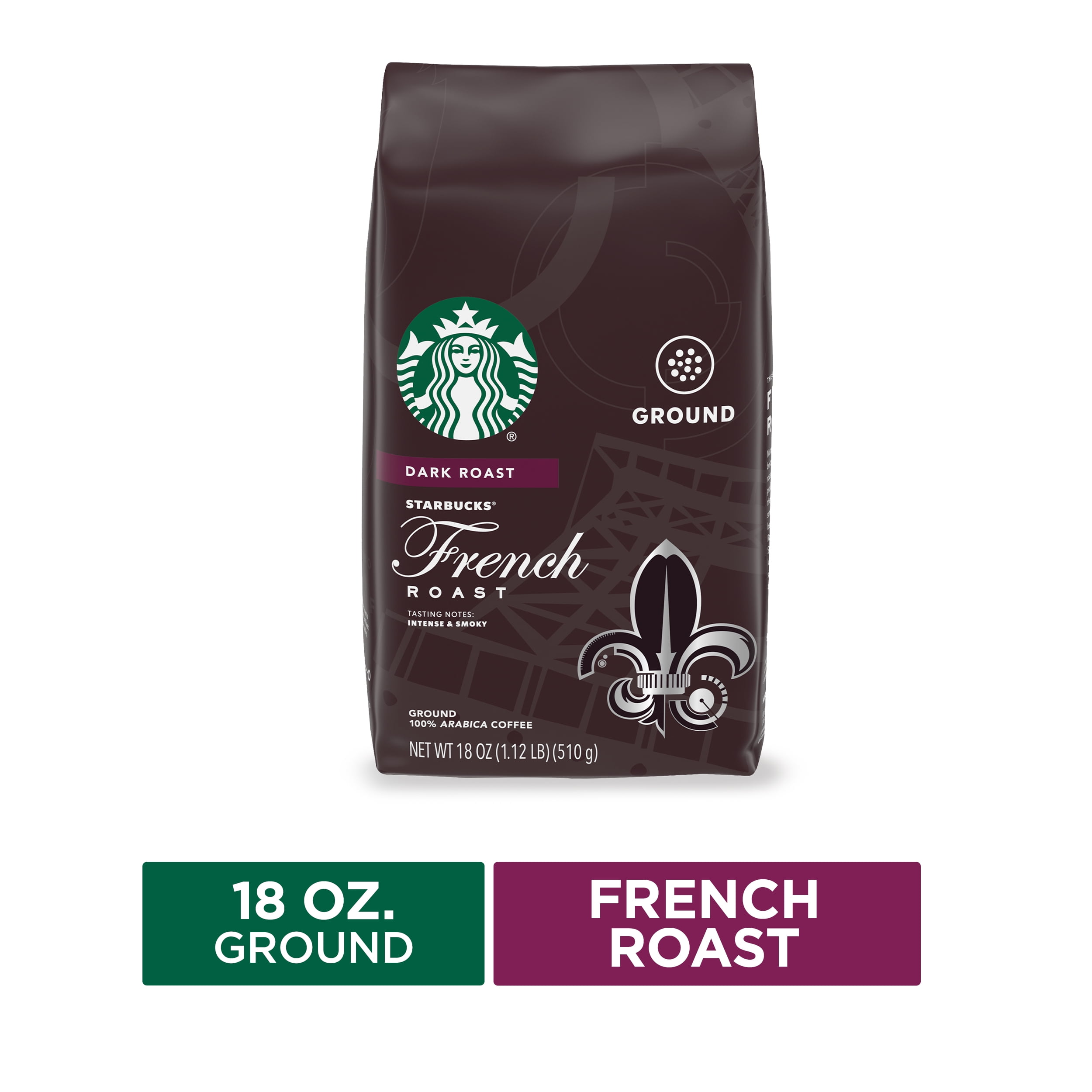 Starbucks Dark Roast Ground Coffee, French Roast, 18 Oz