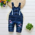 thumbnail image 2 of Ketyyh-chn99 Little Girl Boy Ripped Denim Cute Slim Pants Jean Overalls Baby Girl Cute Jean Leisure Overalls for 3-4 Years,Dark Blue, 2 of 5
