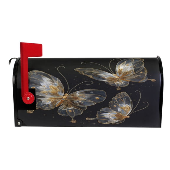 Wobogo Gold Transparent Butterfly Mailbox Cover Magnetic for Garden Yard Home Decor Standard Size 25.4×20.78in