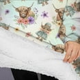 thumbnail image 3 of Oversized Wearable Blanket Hoodie,White Highland Cow Flower Dress Pattern Sherpa Blanket Hoodie with Super Pockets,Super Warm Fuzzy Pullover for Women & Men, 3 of 6