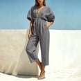 thumbnail image 2 of PNTUTB Women’s Fashion V-Neck Short Sleeve ASdjustable Strap Zipper Pockets Jumpsuit Pants, 2 of 7