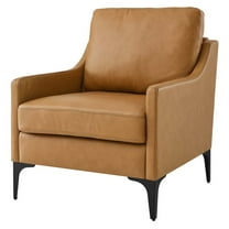 Armchair Accent Chair, Tan, Leather, Mid Century Living Lounge Cafe Lobby Hospitality Restaurant, Modern Contemporary HB34321