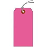 Shipping Tag, Med. Wt., Fluorescent Pink, Sz #5, Box of 1000, Looped String