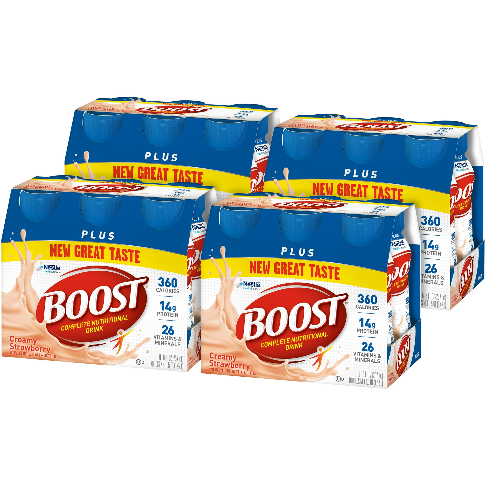 Boost Plus Creamy Strawberry, 8 Fl oz Bottles, 6 Ct (Pack of 4)