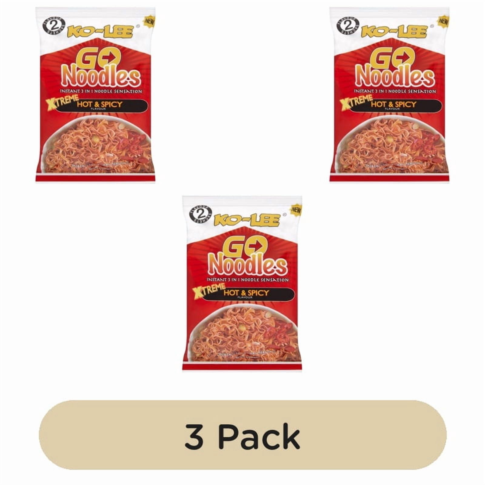 Ko-Lee Go Instant Noodles Xtreme Hot & Spicy Flavour 85g, British Import (Pack of 3)