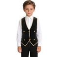 thumbnail image 4 of iiniim Girls Boys Velvet Waistcoat Tailcoat Gothic Steampunk Victorian Tuxedo Jacket Coat Black 10, 4 of 7