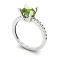 thumbnail image 2 of Solitaire with Accents Engagement Ring for Women - 1.71ct Natural Peridot in 14K White Gold Promise Ring, 2 of 6