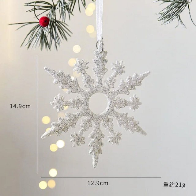 Christmas Decorative Transparent Sparkling Pink Acrylic Snowflake Pendant Gold Snowflake Pieces Christmas Tree Window Display