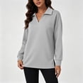 thumbnail image 5 of Vynhevius Womens Sweatshirt Solid V Neck Long Sleeve Side Slit Casual Loose Pullover Top, 5 of 9
