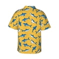 thumbnail image 3 of Daiia Shark Print Hawaiian Shirt for Men Gentle Cotton Regular Short Sleeve Casual-Large, 3 of 9