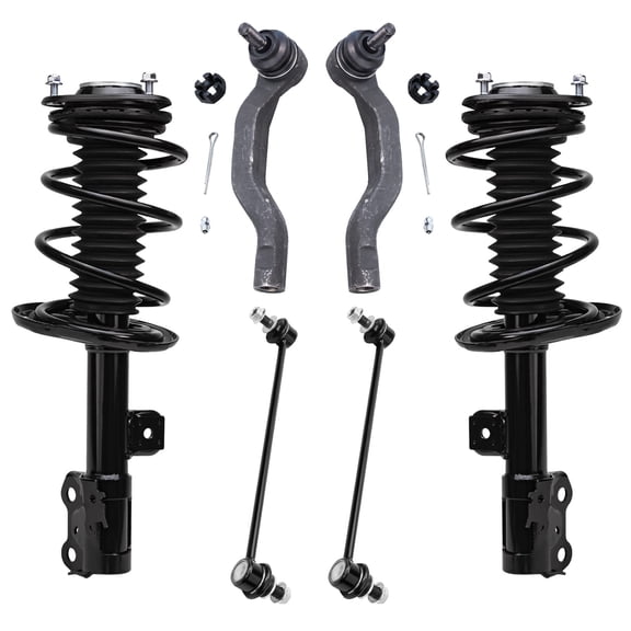Detroit Axle - 6pc Front Struts Kit for 06-12 Toyota RAV4 [2.4 & 2.5], Outer Tie Rods Sway Bars Struts w/Coil Spring Replacement 2006 2007 2008 2009 2010 2011 2012 Suspension