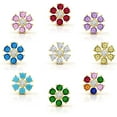 thumbnail image 4 of 925 Sterling Silver Gold Plated Flower Cluster Stud Earrings, Minimalist, Cubic Zirconia, Giorgio Bergamo Pink, 4 of 6