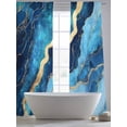 thumbnail image 5 of Abstract Art Sheer Curtains 108 inches Long 2 Panels Set Water Ripple Blue Gradient Marbling Sheer Window Curtain Rod Pocket Voile Drapes for Living Room/Bedroom, Each 52" W x 108" L, 5 of 7