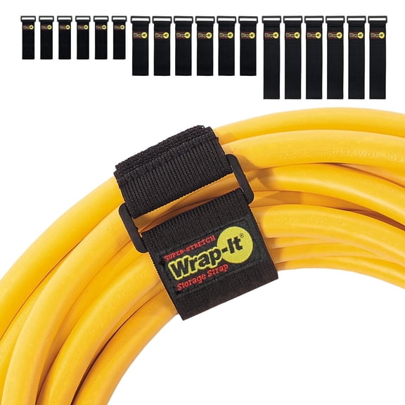 Super-Stretch Wrap-It Storage Straps (Assorted 18 Pack) - Elastic Cinch Straps - Extension Cord Organizer, Hose, Rope and Cable Strap, Cord Wrap