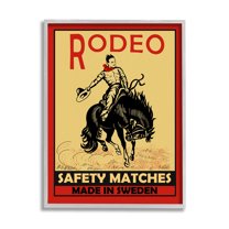 Stupell Industries Rodeo Safety Matches Cowboy Bucking Bronco Red Yellow, 24 x 30, Designed by Mark Rogan