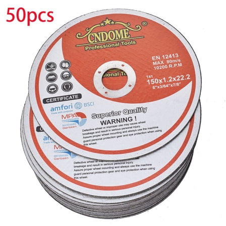 50 Pack 6 x 0.045 x 7/8 inch Metal and Stainless Steel Cut Off Wheels Fit For Angle Grinders
