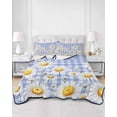 thumbnail image 2 of Quilts Twin Size Bedding Set, Spring White Daisy Lightweight Quilted Comforter, Farmhouse Floral Blue Purple Plaid Soft Reversible Bedspread Coverlet with Pillow Covers for All Season, 68" x 86", 2 of 7