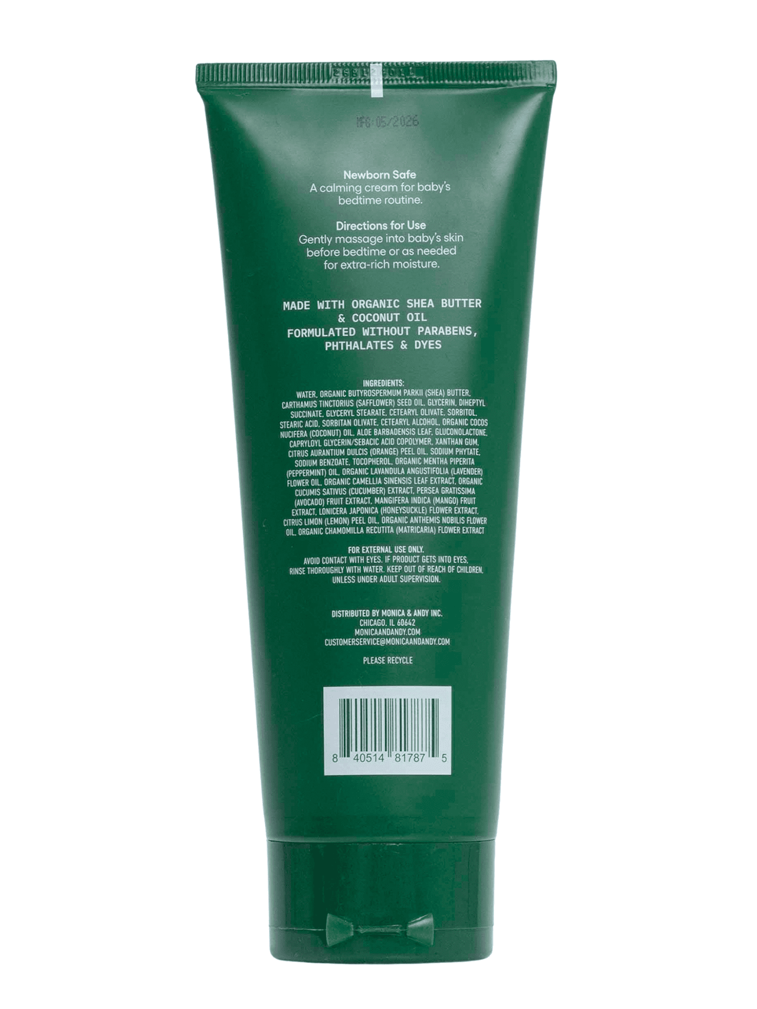 Monica + Andy Baby Bedtime Cream, Nighttime Moisturizer for Delicate Baby Skin, Lavender & Chamomile, 8 oz