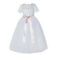 thumbnail image 2 of Ekidsbridal Girl Bridesmaid Flower Girl Dress - White Floral Illusion Lace with Floor Length Tulle LG2R-A (Size: 2-12), 2 of 3