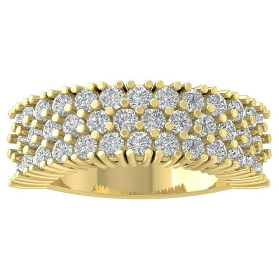 ARAIYA FINE JEWELRY 10K Yellow Gold Lab-Grown Diamond Anniversary Ring (2 cttw Round-shape Lab-Grown Diamonds (D-F Color, VS Clarity) Size 6