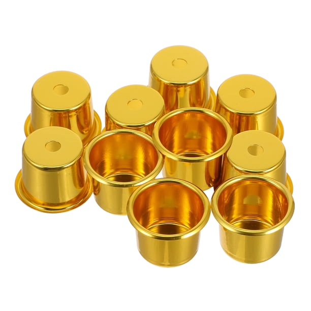 10 Uds. Portavelas de aluminio con orificio para candelabros para eventos religiosos y en el hogar, soporte para velas cónicas, portavelas votivo decorativo