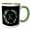 Green/White, variant on 3drose, Wreath with Monogram Initial Letter K in Green on Black Background., 11oz Two-tone Yellow Mug