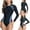 Blue, variant on Hvot&aat Women's Long Sleeve Zip up One Piece Swimsuits Diving Suit Surfing Swimwear Curvy Bathing Suit with Built in Bra