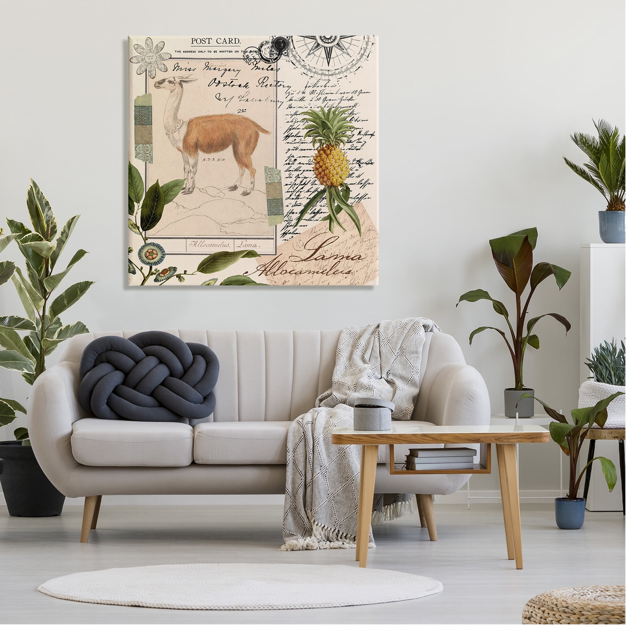 Stupell Industries Vintage Antelope Postcard Animals & Insects Painting Gallery Wrapped Canvas Art Print Wall Art, 36 x 36