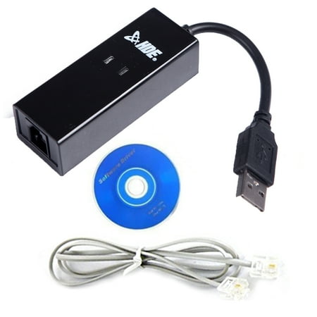 Usb Phone Modem - HDE External USB 2.0 56K Fax Data Phone Voice Over Internet Modem Package