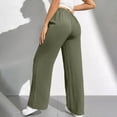 thumbnail image 6 of Women's High Waist Straight Leg Pants, Solid Color Loose Fit Pocket Casual Trousers, Versatile Everyday Pants for Office Commute or Weekend, Army Green M, 6 of 6