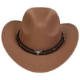 thumbnail image 2 of Cowboy Hats for Kids Party Kids Toddler Western Cowboy Hat Wide Brim Stylish Star Leather Cowboy Hat Cowgirl Dress Up Hat with Belt Buckle, 2 of 7