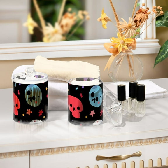 Ckdifva Hearts Skulls Storage Jar with Lid Acrylic Organization Storage Containers Set of 2