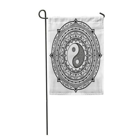 LADDKE Ying Henna Tatoo Mandala Yin Yang Symbol Mehndi Tattoo Garden Flag Decorative Flag House Banner 12x18
