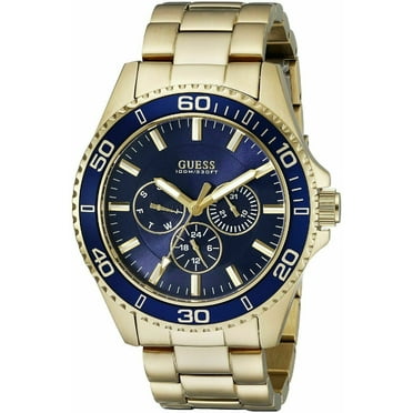 Guess Men W0172G5 Blue Dial Stainless Gold Tone Band Watch