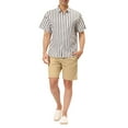 thumbnail image 2 of MODA NOVA Big & Tall Men's Summer Striped Shirts Short Sleeves Button Down Beach Shirt, 2 of 6