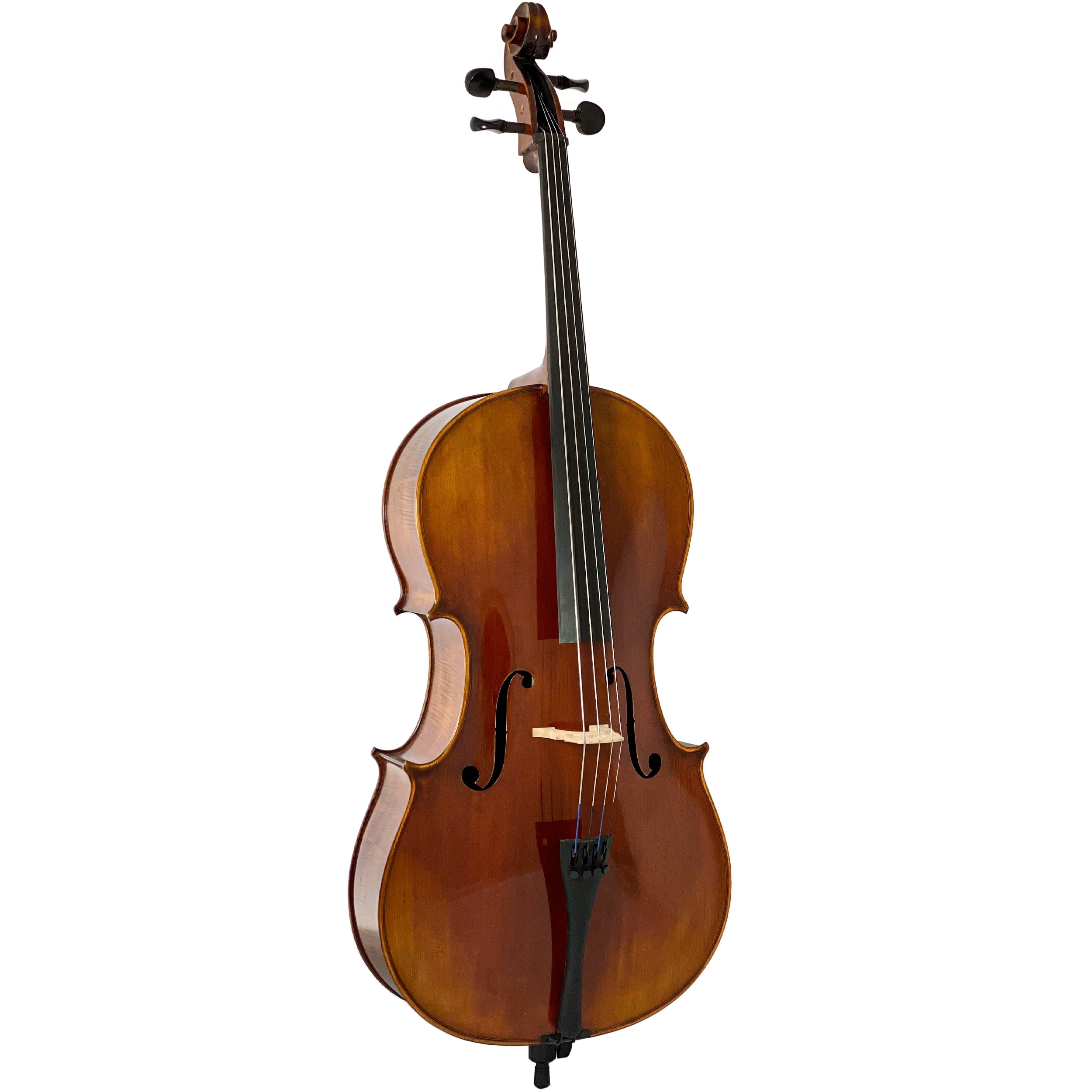 D’Luca Flamed Ebony Inlaid Professional Cello Outfit W/Padded Gig Bag, 1/2 Size