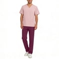 thumbnail image 2 of felwors Men's Scrub Set – Stretch V-Neck Multi-Pocket Mens Medical Uniform Scrubs Top & Cargo Pants (Light Pink, L), 2 of 4