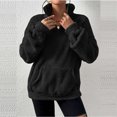 thumbnail image 5 of STETMN Women's Sherpa Sweatshirt Quarter Zip Fleece Long Sleeve Pullover Tops with Pocket, 5 of 8