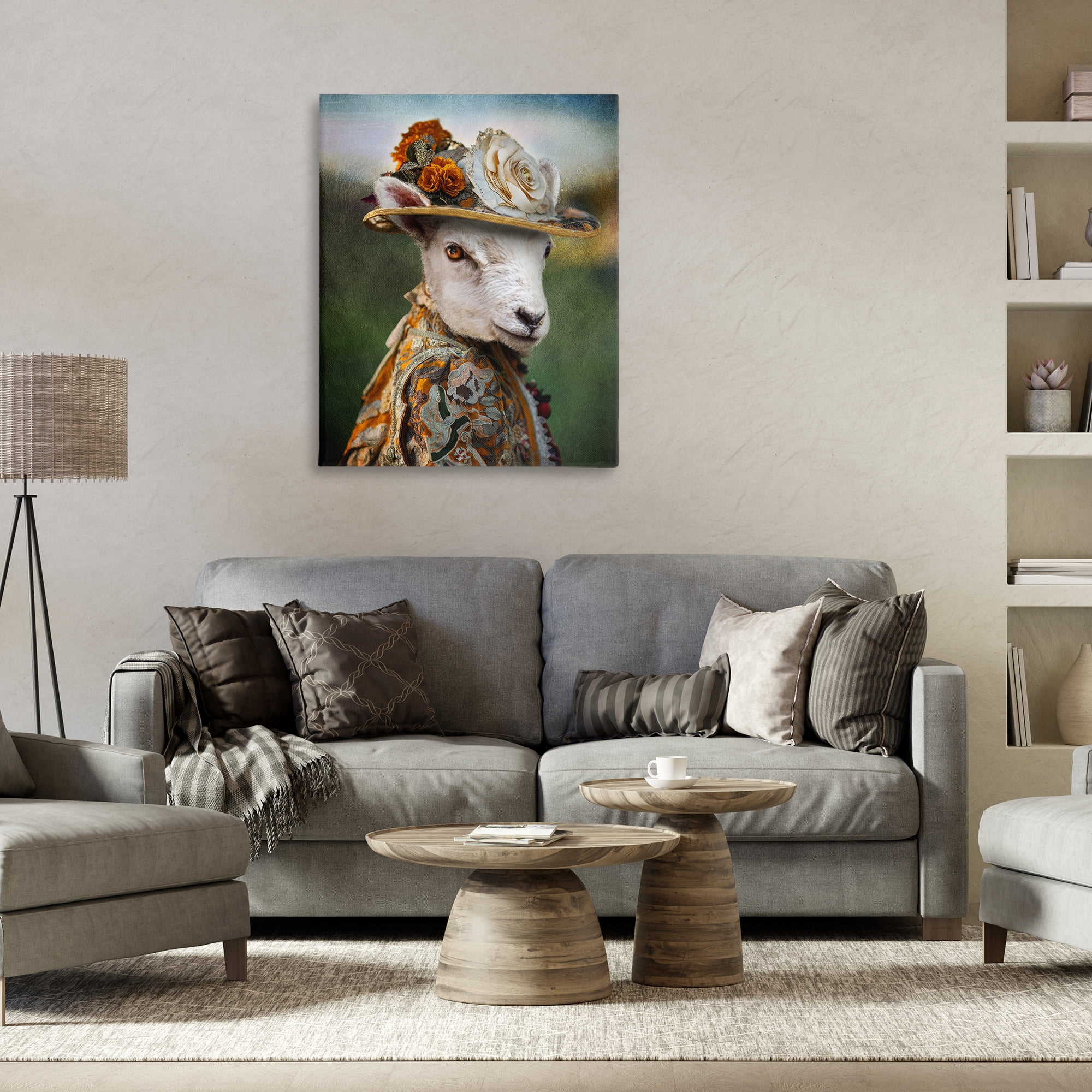 Stupell Industries Fashionable Sheep Portrait Animals & Insects Painting Gallery Wrapped Canvas Art Print Wall Art, 30 x 40