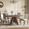 thumbnail image 3 of Harper & Bright Designs Extendable Dining Table Set for 6 with 4 Upholstered Chairs, Rustic Farmhouse Kitchen Table Set with Distressed Finish and Sturdy Crossed Legs, Espresso, 3 of 19